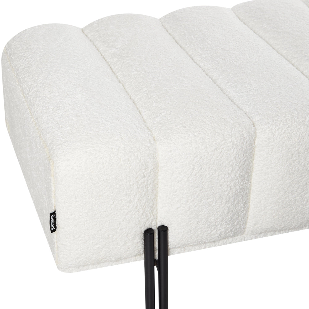Panca in tessuto bianco sporco imbottita con gambe in metallo Panca da letto per corridoio