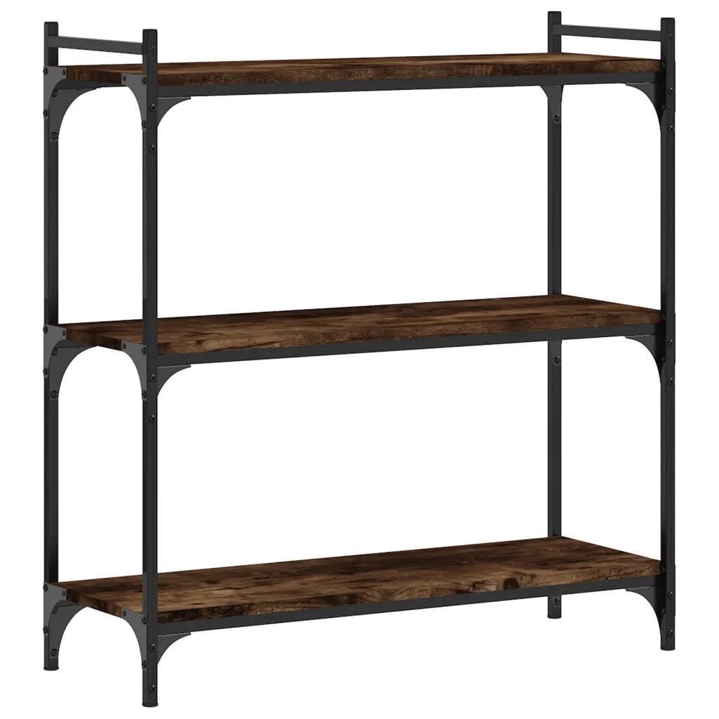 Libreria a 3 Ripiani-Scaffale per Libri-Mobile di Stoccaggio Rovere Fumo 80x30x86 cm Legno Multistrato
