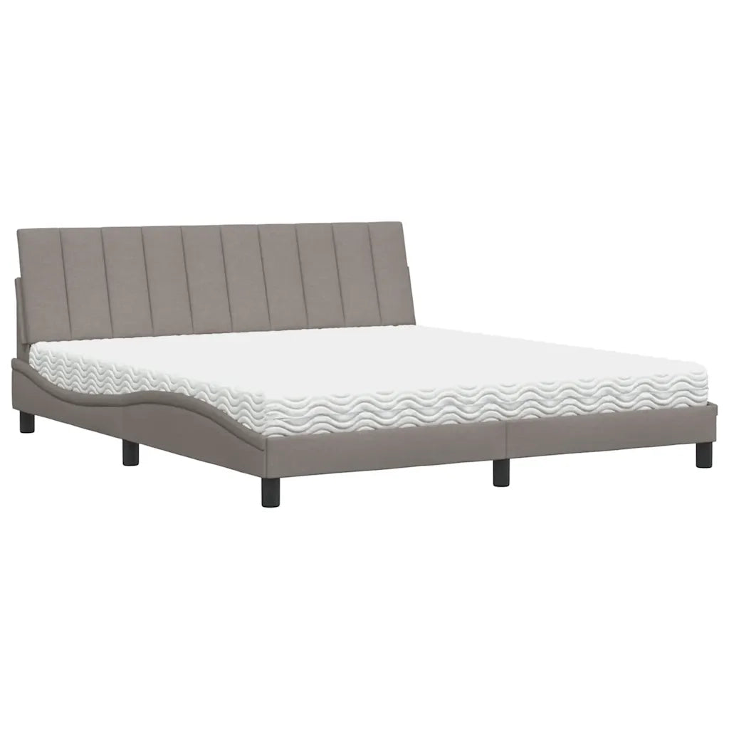 Letto con Materasso Hanko Tortora 180x200 cm in Tessuto