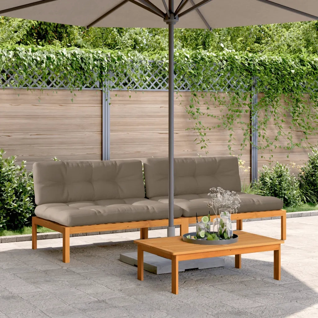 Divani Centrali Pallet Giardino con Cuscini 2pz Massello Acacia 3209485