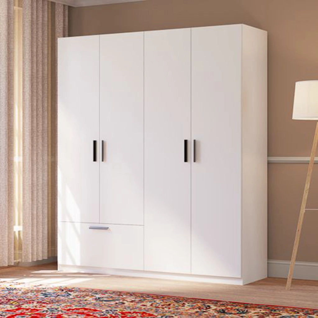 Armadio Camera da Letto Lidase, Guardaroba Grande 2 Ripiani, 180x210h cm Bianco