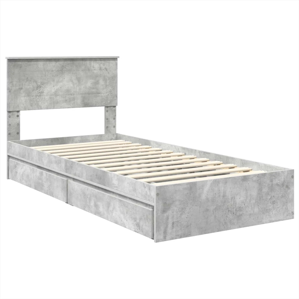 Letto con Contenitore con testiera Grigio cemento 70 x 190 cm 3408511