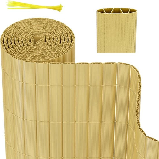 Schermo per giardino in PVC - separazione per balcone e terrazza - colore bambù - 0,8x4m 2pz