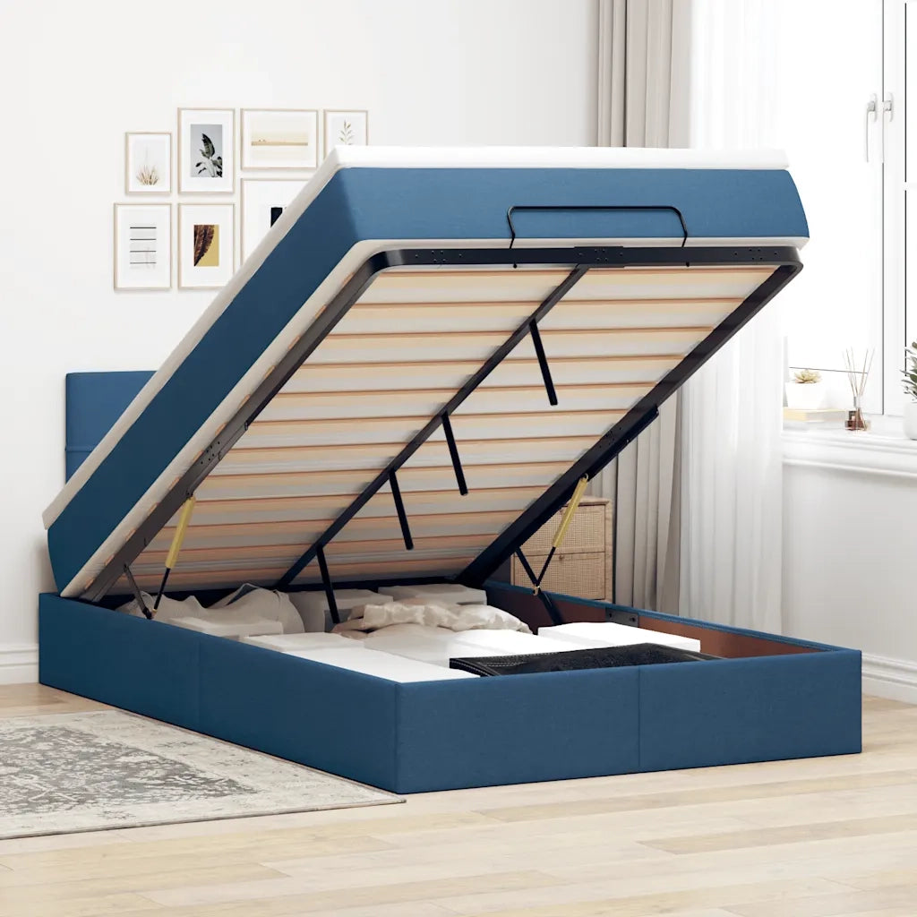 Pouf Letto con Materasso Blu 120x200 cm in Tessuto 3311455