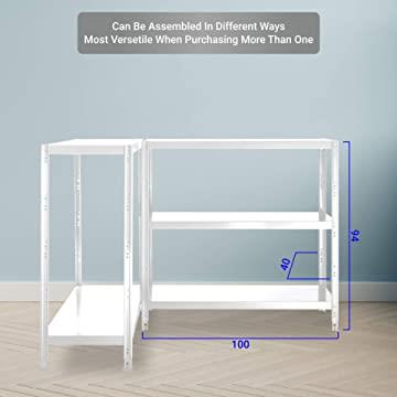SCAFFALE IN METALLO BIANCO KIT BULLONI 100 X 40 X H 187 CM CON 5 RIPIANI