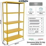SCAFFALE IN METALLO GIALLO ETTORE KIT BULLONI 100 X 40 X H 187 CM 5 RIPIANI