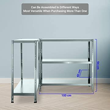SCAFFALE IN METALLO ZINCATO ETTORE KIT BULLONI 100 X 40 X H187 CM CON 5 SCAFFALI