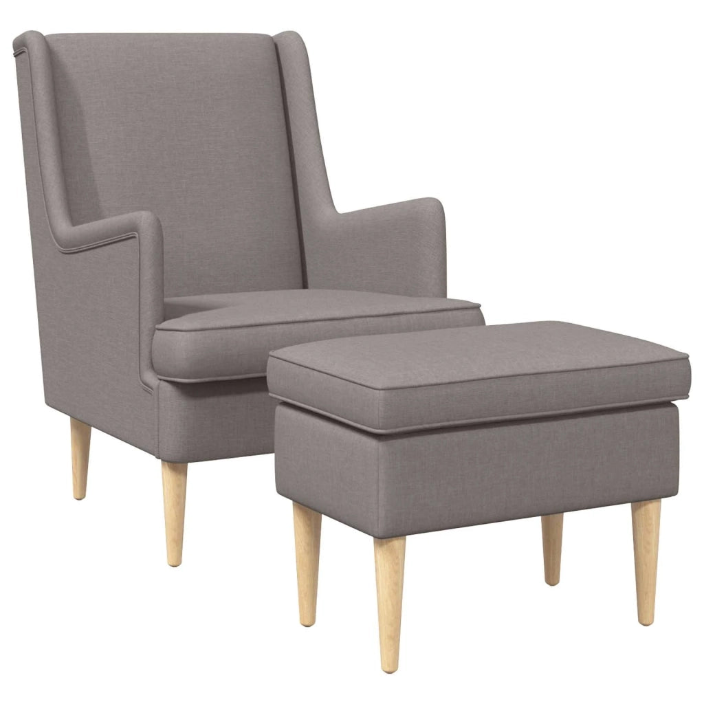 Poltrona con Ottomano 2 pz Tortora Tessuto 3418815