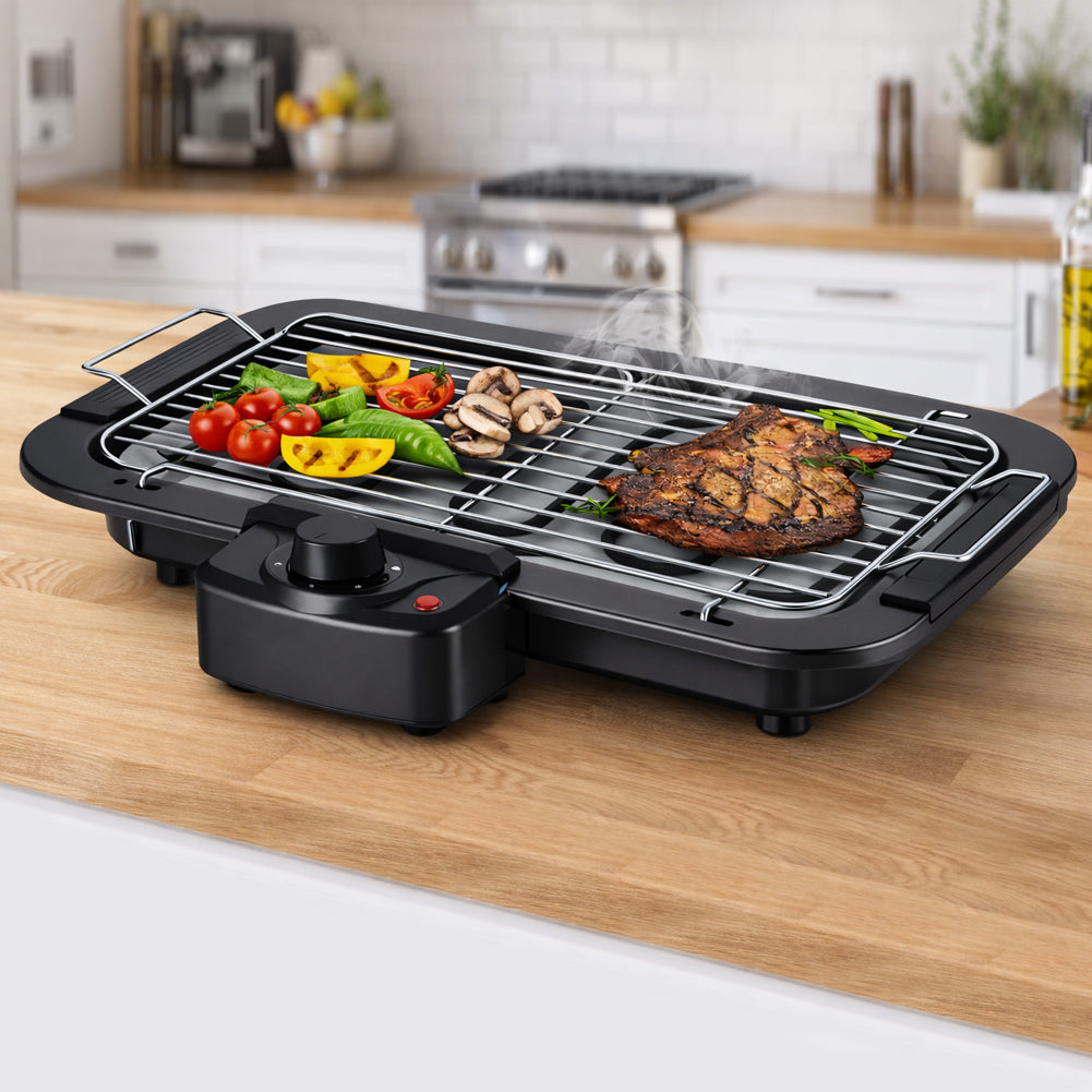 Barbecue Elettrico 2in1 Grill da Tavolo e da Terra con Supporto BBQ 2000W