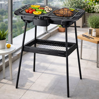 Barbecue Elettrico 2in1 Grill da Tavolo e da Terra con Supporto BBQ 2000W