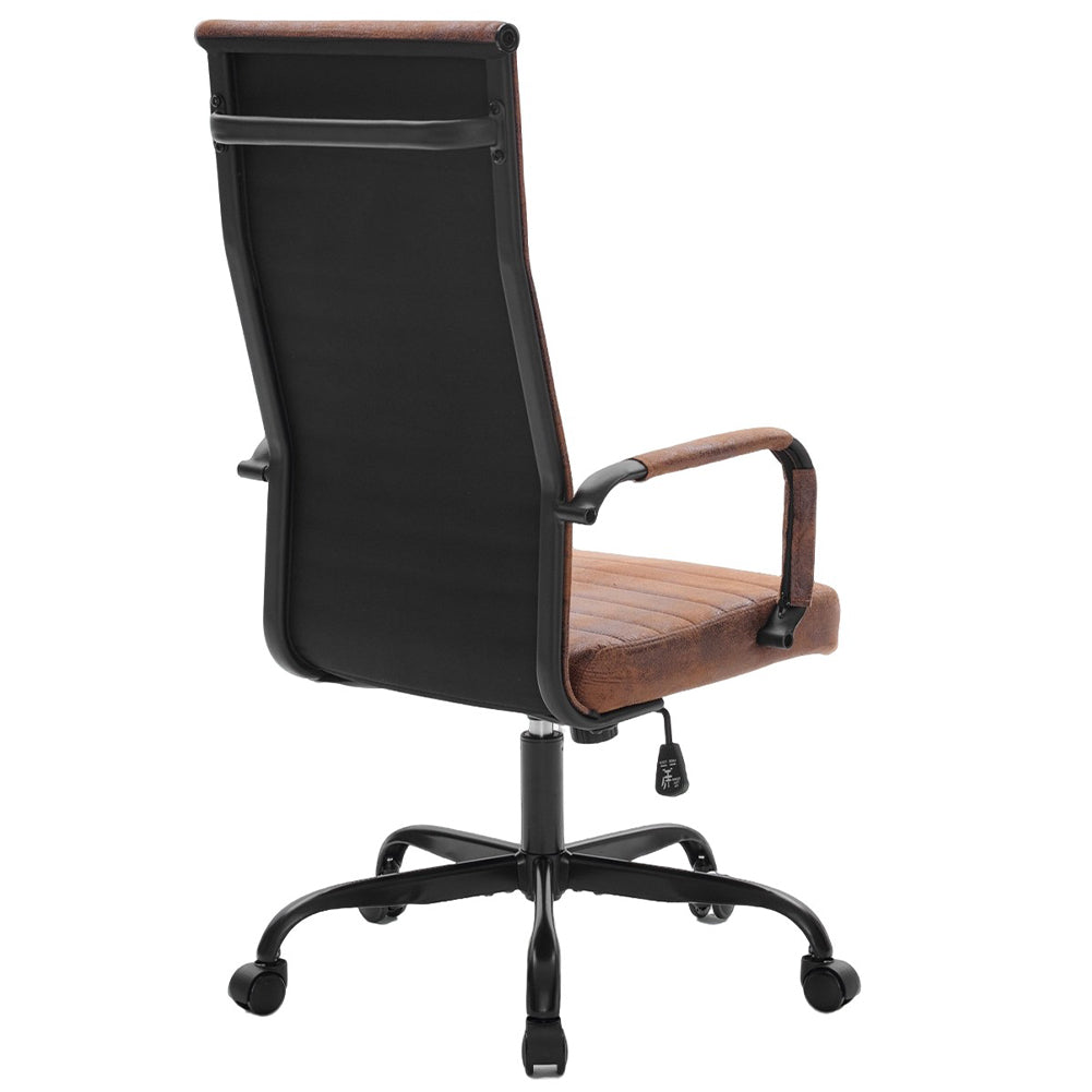 Sedia da Ufficio in Simil Pelle Industrial Poltrona Scrivania Girevole Base Nera