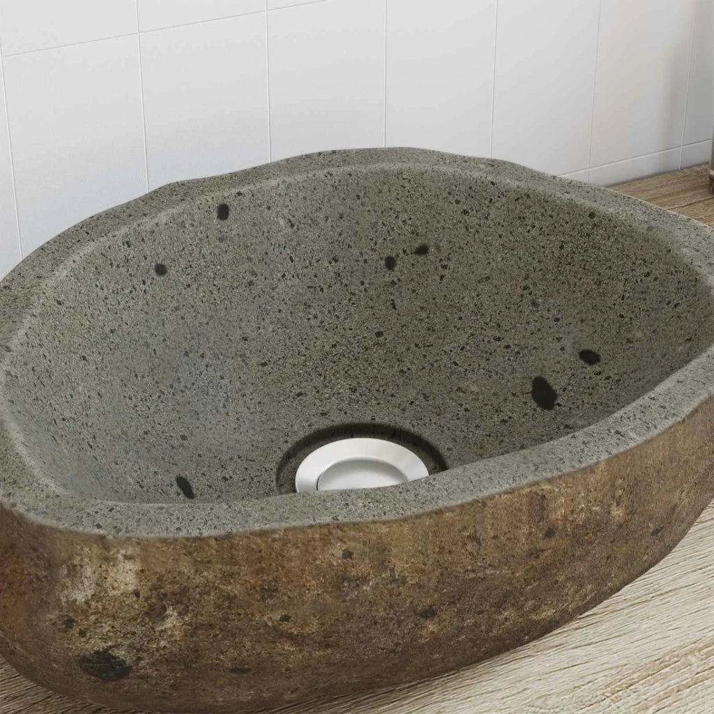 Basin in pietra fluviale (30-37) x (25-30) x 12 cm Pietra fiume 4103948