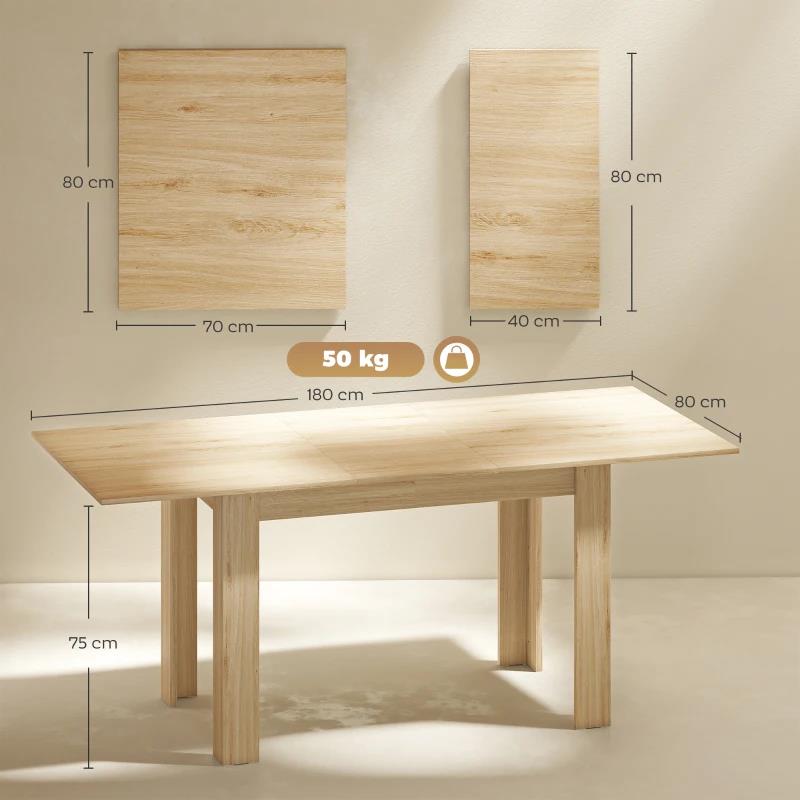 TAVOLO ALLUNGABILE DA PRANZO PER 6-8 PERSONE, 140-180 X 80 CM, COLORE LEGNO