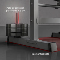 PANCA PESI PIEGHEVOLE CON 8 ALTEZZE REGOLABILI E SUPPORTO BILANCIERE IN ACCIAIO E PU, 140X73X98-122 CM, GRIGIO