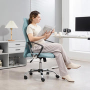 SEDIA ERGONOMICA DA UFFICIO GIREVOLE, ALTEZZA REGOLABILE E SCHIENALE A RETE, 63X65X109-119 CM, VERDE CHIARO