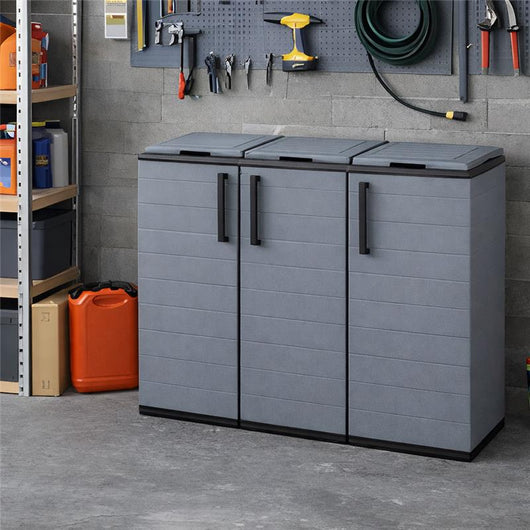 ARMADIO PATTUMIERA BASSO IN PLASTICA 3 SCOMPARTI DIMENSIONI 102X37XH 84 CM 300 LT