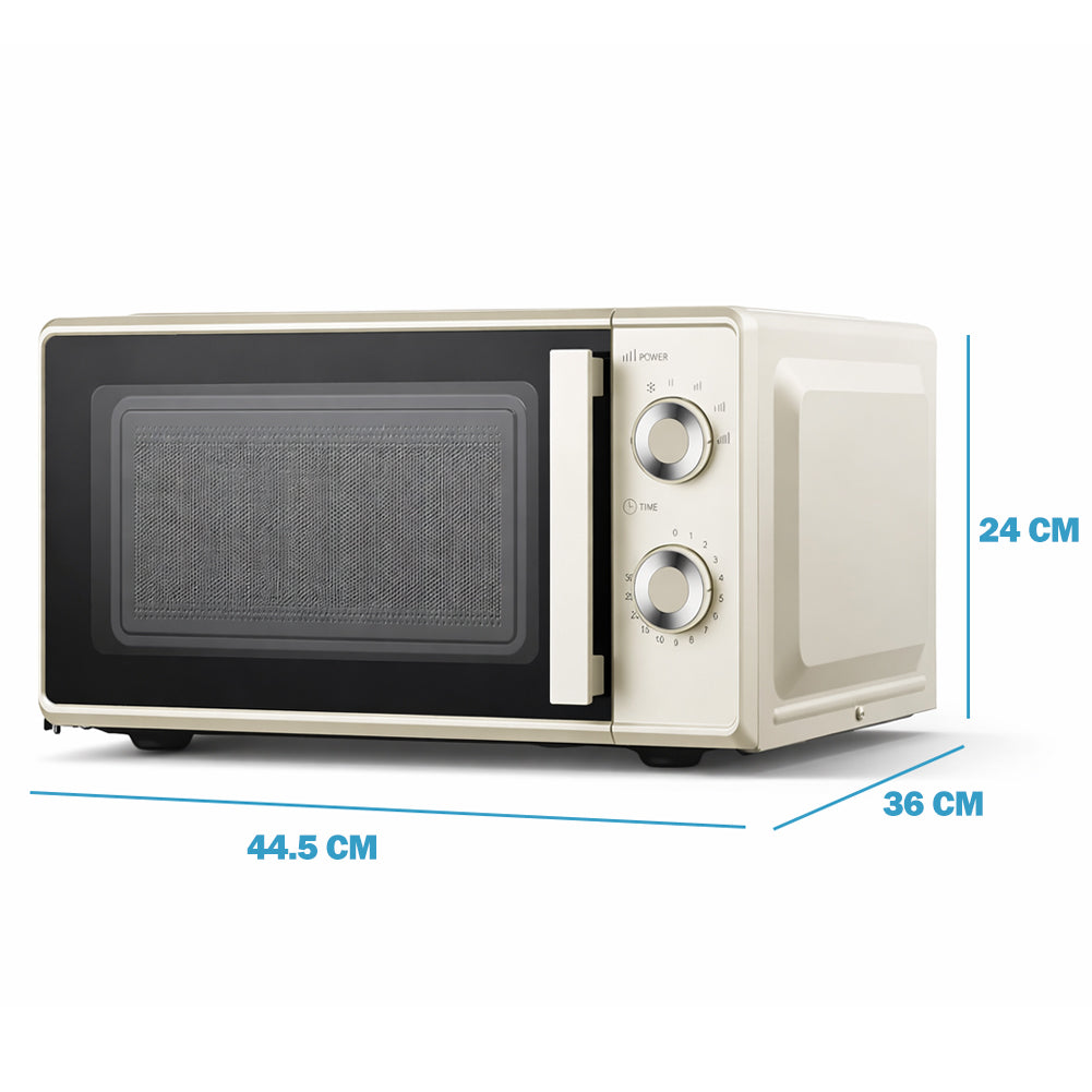 Forno a Microonde Crema 20L Funzione Grill e Timer Potenza 700W e 3 Manopole