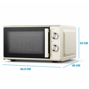 Forno a Microonde Crema 20L Funzione Grill e Timer Potenza 700W e 3 Manopole