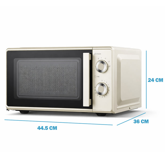 Forno a Microonde Crema 20L Funzione Grill e Timer Potenza 700W e 3 Manopole