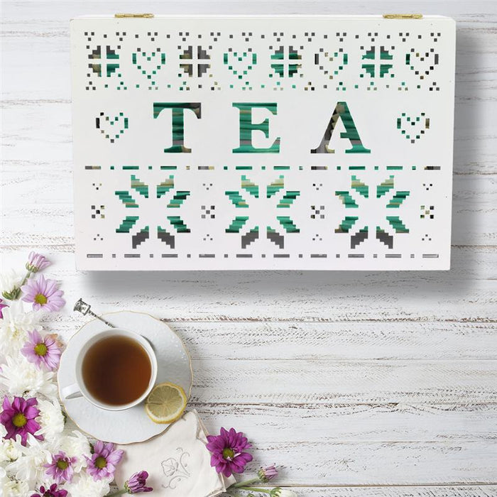 SCATOLA PER TÈ IN FORMATO 24X16X7 CM CON DECORAZIONE TRAFORATO