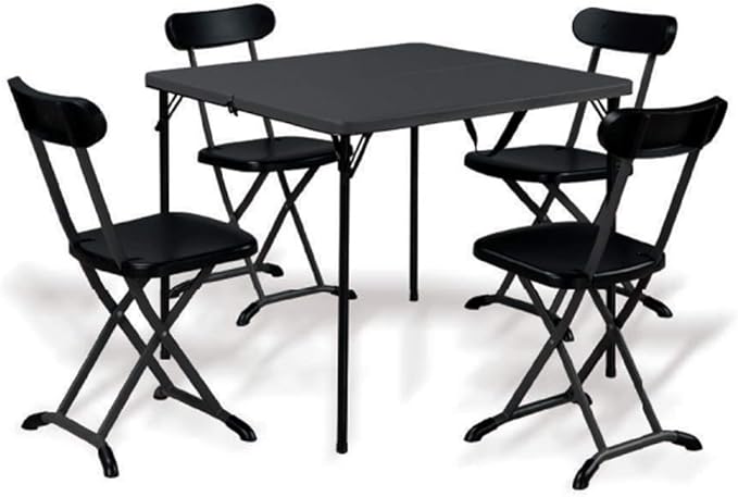 Garden Friend Set Horeca pieghevole in acciaio + HDPE tavolo e 4 sedie antracite