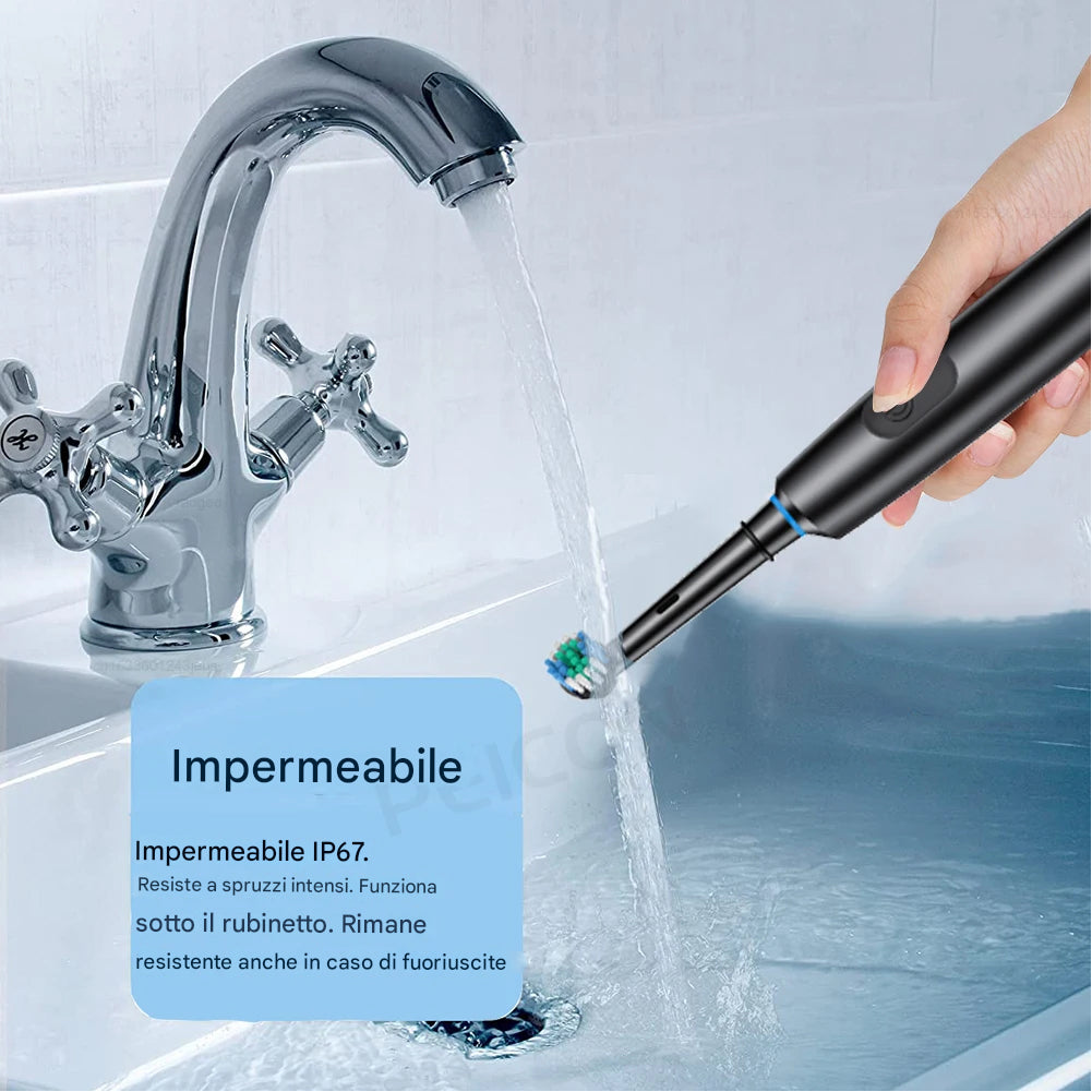 Spazzolino Elettrico Rotante con 4 Testine Intercambiabili e Timer Intelligente