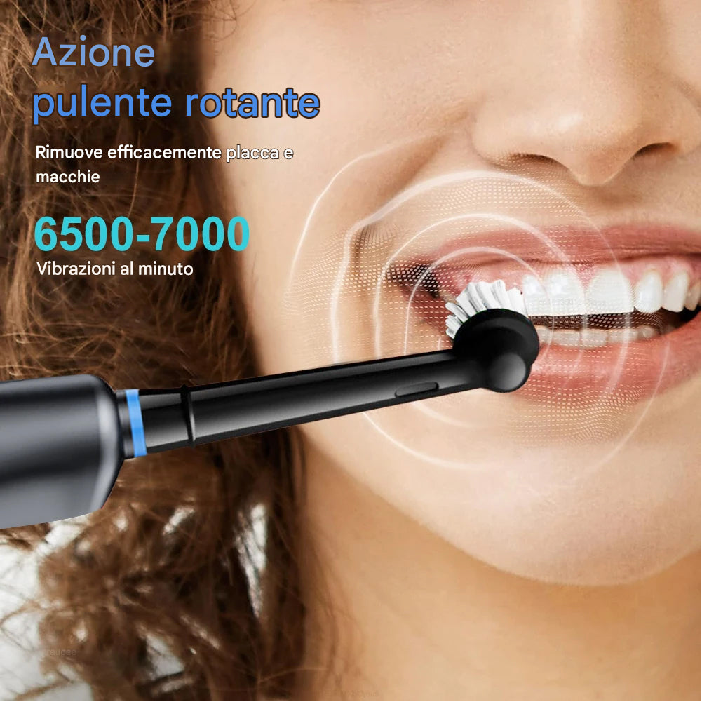 Spazzolino Elettrico Rotante con 4 Testine Intercambiabili e Timer Intelligente