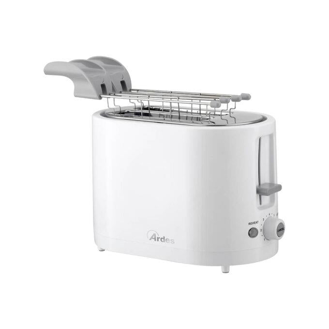 ARDES ARTOAST01 TOSTAPANE ELETTRICO CON 2 PINZE E 7 LIVELLI DI DORATURA 750W COLORE BIANCO