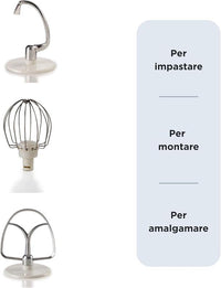 ARIETE 1588/05 IMPASTATRICE PLANETARIA CAPACITÀ 5,5L IN ACCIAIO INOX CON ACCESSORI 2400W