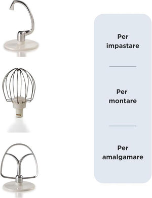 ARIETE 1588/05 IMPASTATRICE PLANETARIA CAPACITÀ 5,5L IN ACCIAIO INOX CON ACCESSORI 2400W