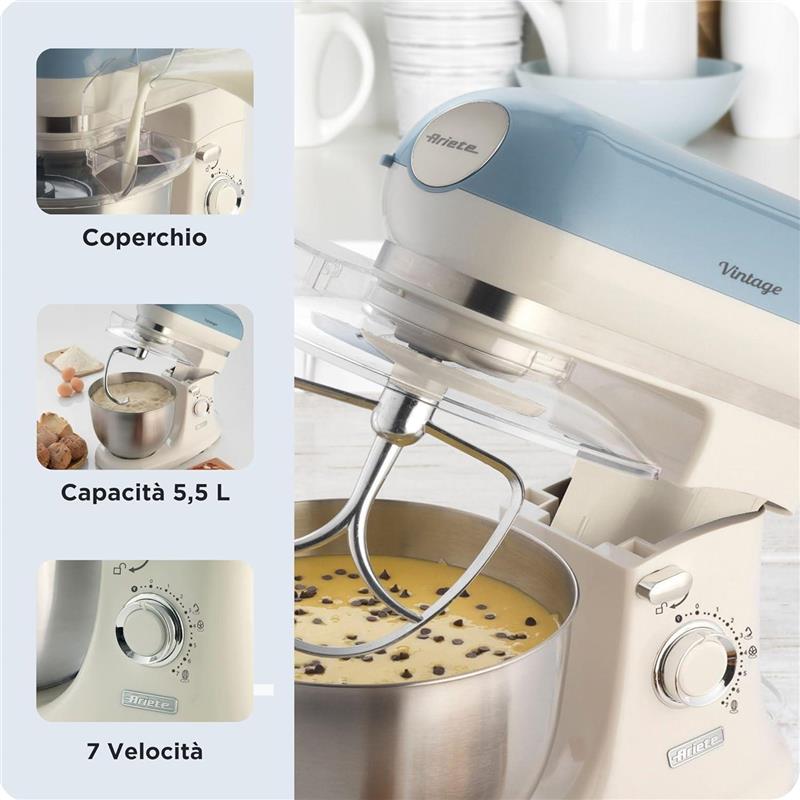 ARIETE 1588/05 IMPASTATRICE PLANETARIA CAPACITÀ 5,5L IN ACCIAIO INOX CON ACCESSORI 2400W