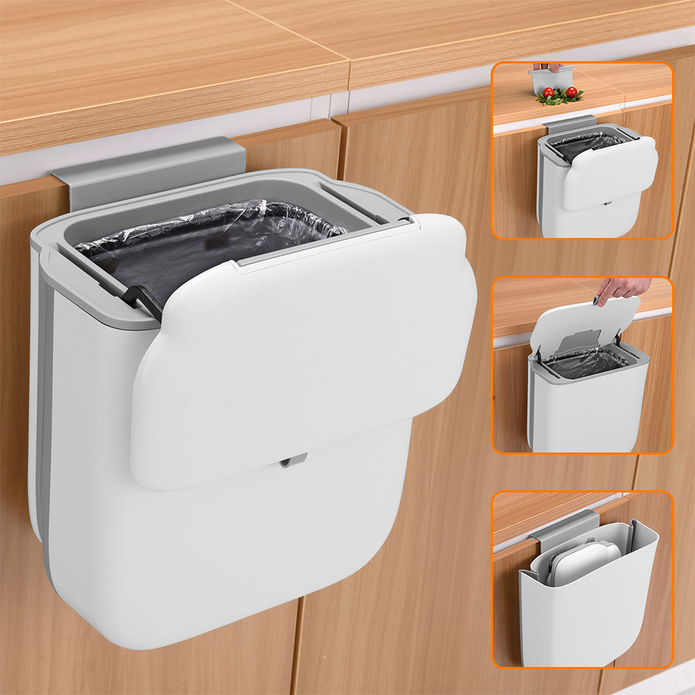 Pattumiera Cucina 10L da Appendere Salvaspazio con Coperchio a Doppia Apertura