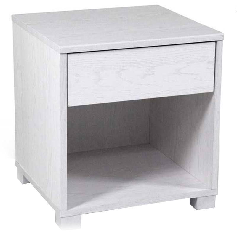 COMODINO A 1 CASSETTO IN LEGNO NATURALE DI COLORE BIANCO 40X36X43,5 CM