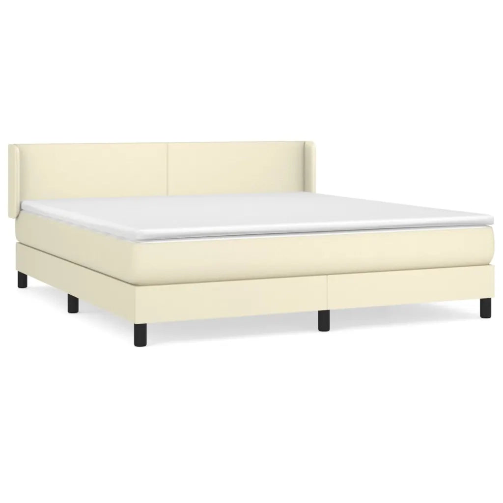 vidaXL Giroletto a Molle con Materasso Crema 180x200 cm in Similpelle