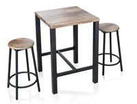 SET TAVOLO CON 2 SGABELLI COLORE NOCE E NERO 60X60XH87 CM