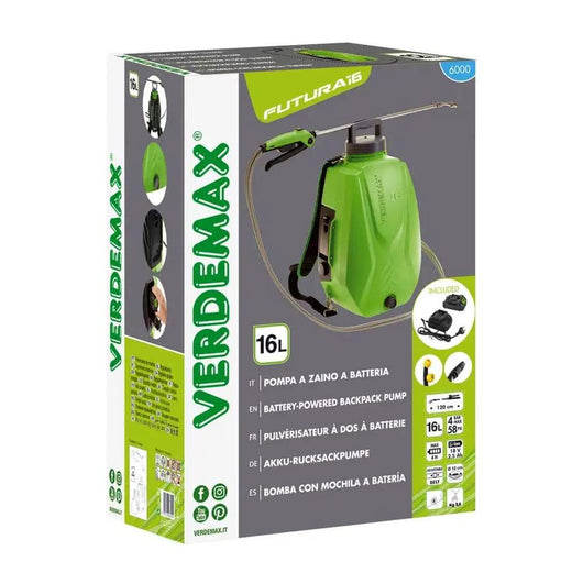 Pompa a Zaino a Batteria Futura Pro 16 Lt Nebulizzatore Piante Verdemax