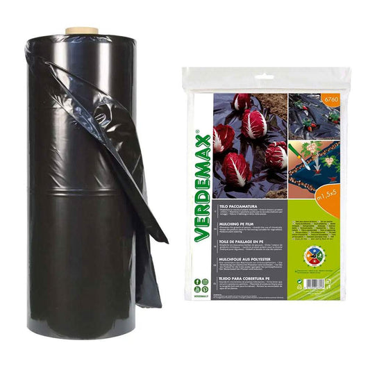 Telo Pacciamatura Nero per Erbe Infestanti in Polietilene Verdemax Formato: 1,5 x 5 mt