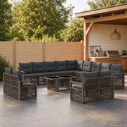 Set Divano da Giardino 14 pz Grigio e Grigio Scuro polyrattan 3437183