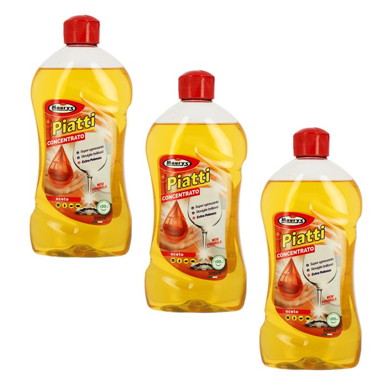 MAURY'S DETERSIVO PIATTI GEL CONCENTRATO ACETO SET 3PZ - 500ML