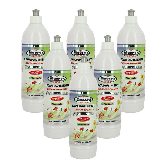 MAURY'S LAVAPAVIMENTI SUPERPROFUMATO SQUEEZABLE 750ML, SET 6PZ FLOREALE