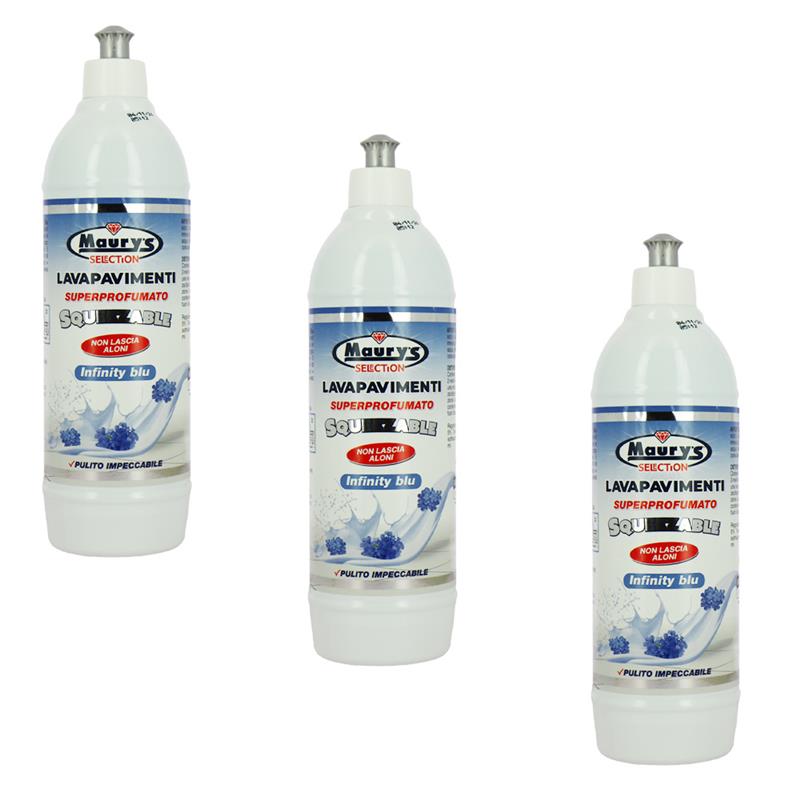 MAURY'S LAVAPAVIMENTI SUPERPROFUMATO SQUEEZABLE 750ML, SET 3PZ INFINITY BLU