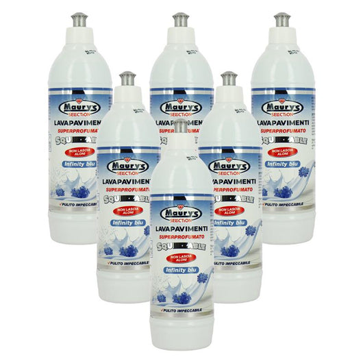 MAURY'S LAVAPAVIMENTI SUPERPROFUMATO SQUEEZABLE 750ML, SET 6PZ INFINITY BLU