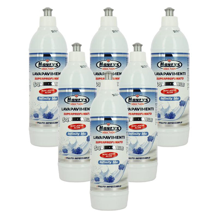 MAURY'S LAVAPAVIMENTI SUPERPROFUMATO SQUEEZABLE 750ML, SET 6PZ INFINITY BLU