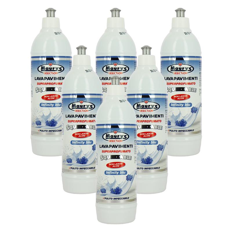 MAURY'S LAVAPAVIMENTI SUPERPROFUMATO SQUEEZABLE 750ML, SET 6PZ INFINITY BLU