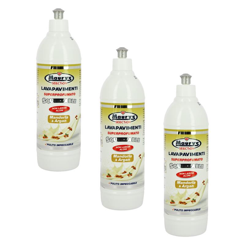 MAURY'S LAVAPAVIMENTI SUPERPROFUMATO SQUEEZABLE 750ML, SET 3PZ MANDORLA