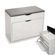 SCARPIERA IN LEGNO MDF CON CUSCINO CONTENITORE BIANCO 63 X 30 X 50 CM