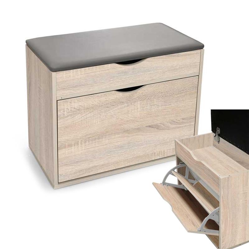 SCARPIERA IN LEGNO MDF CON CUSCINO CONTENITORE ROVERE 63 X 30 X 50 CM