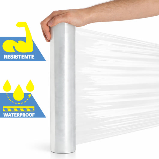 Set 6 Rotoli Pellicola da Imballaggio Film Estensibile Trasparente Altezza 50 cm