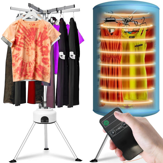 Asciugabiancheria Elettrico a Pallone con Telecomando e Display 1000W Aria Calda