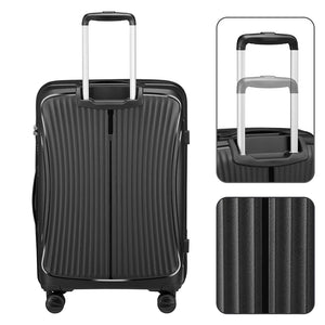 Set 3 Valigie in ABS Rigide Nero 90-59-38L Ruote Easy Roll e Manico Telescopico